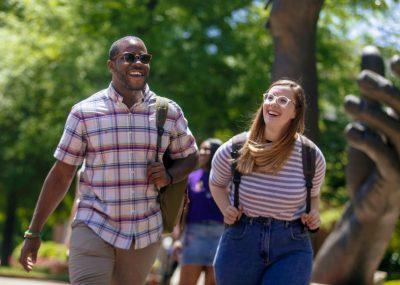 Students enjoy a walk in campus